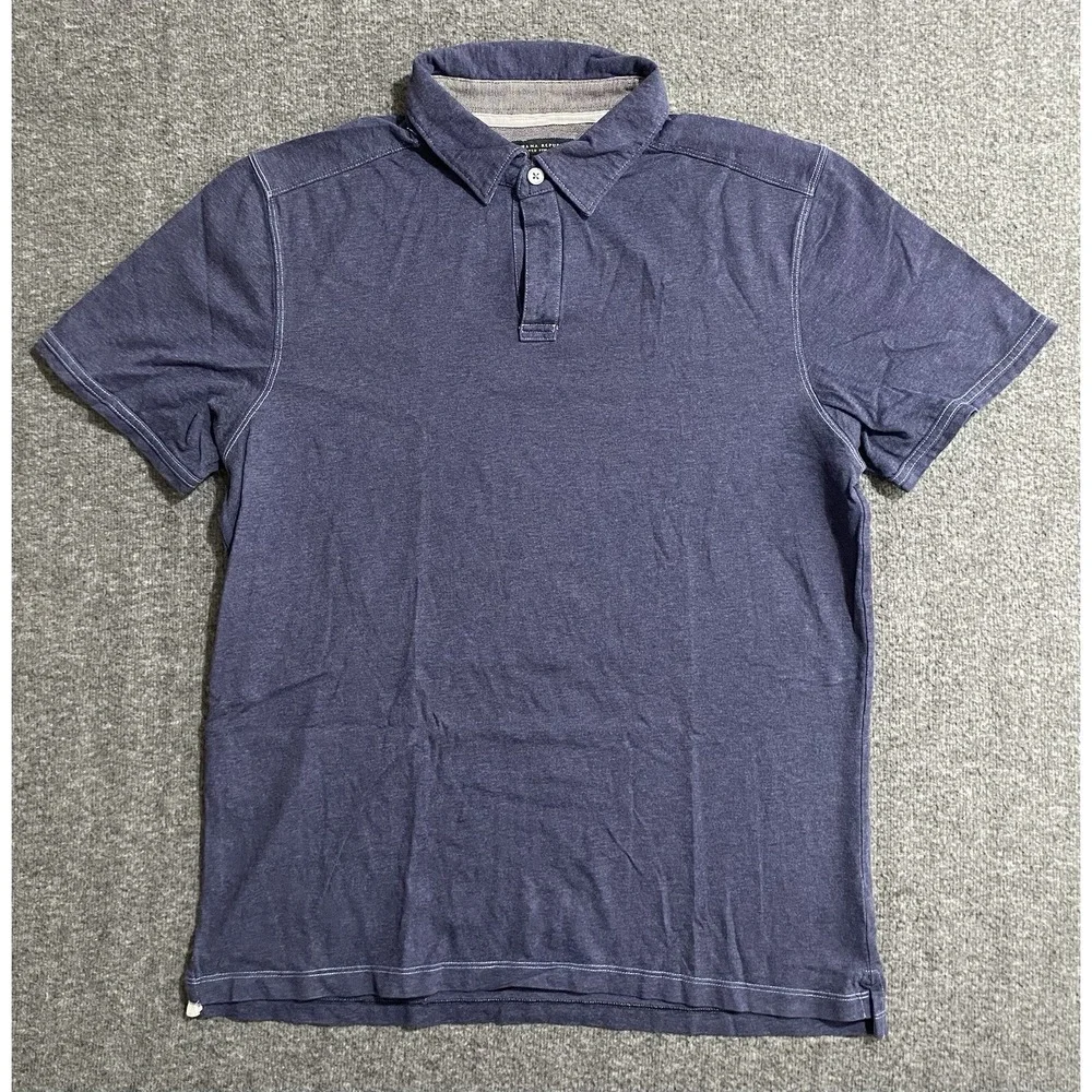 Banana Republic Fitted Pima Polo Shirt Mens Large Blue Short Sleeve S/719486-04
